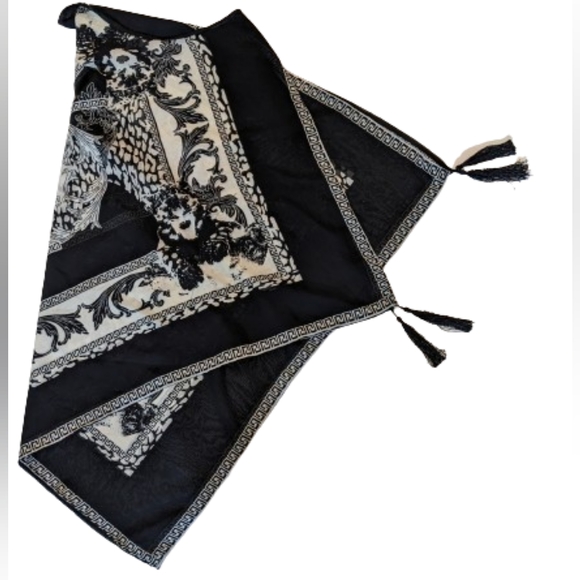 Black and Cream Kimono Summer Beach Cover/ Sz Large - Picture 11 of 11